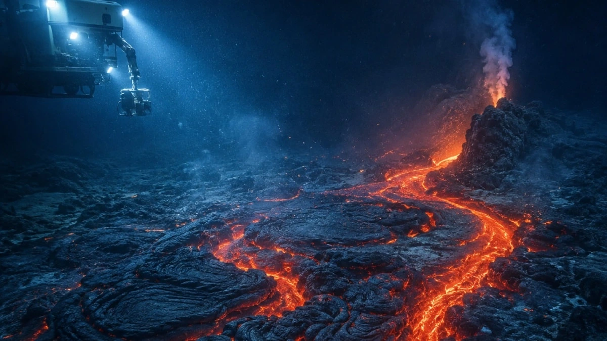 Axial Seamount volkanında 2 kilometre derinlikte lav tabakası keşfedildi