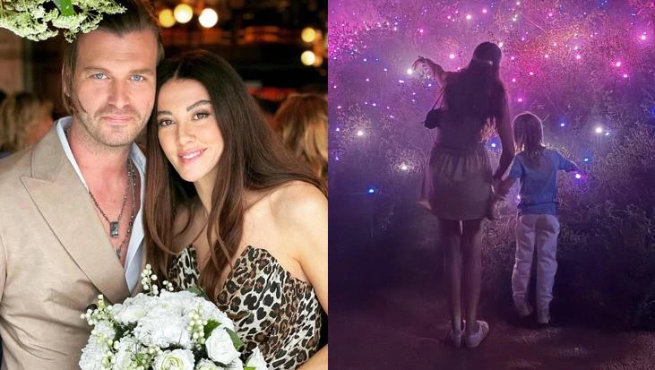 Başak Dizer ve oğlu Kurt Efe'nin ışıklarla süslü kareleri sosyal medyada ilgi gördü