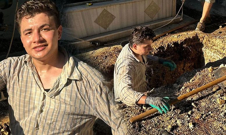 Mersin'de hukuk öğrencisi babasının mezarcılık mesleğine destek oluyor
