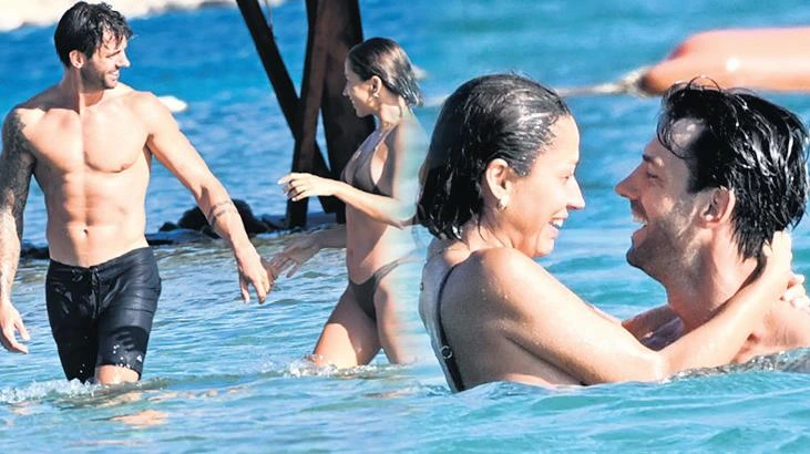 Serkay Tütüncü ve eşi Çeşme'de denizde görüntülendi
