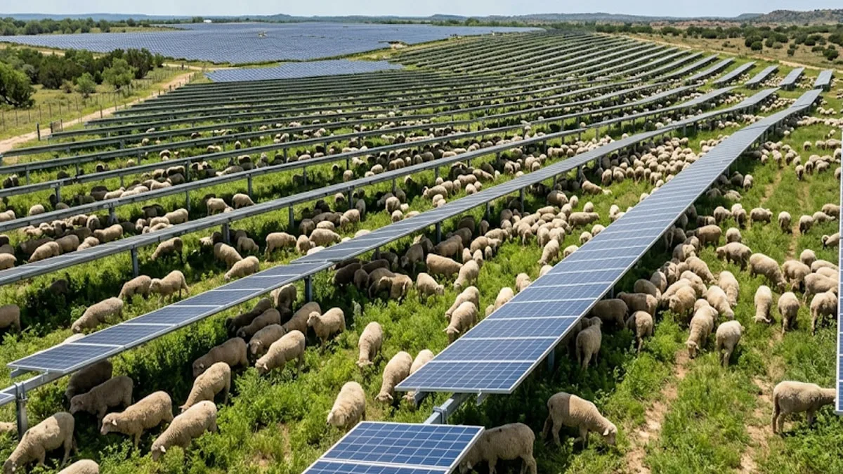 Teksas'ta güneş enerjisi santrallerinde koyunlar ile vejetasyon kontrolü yapılıyor