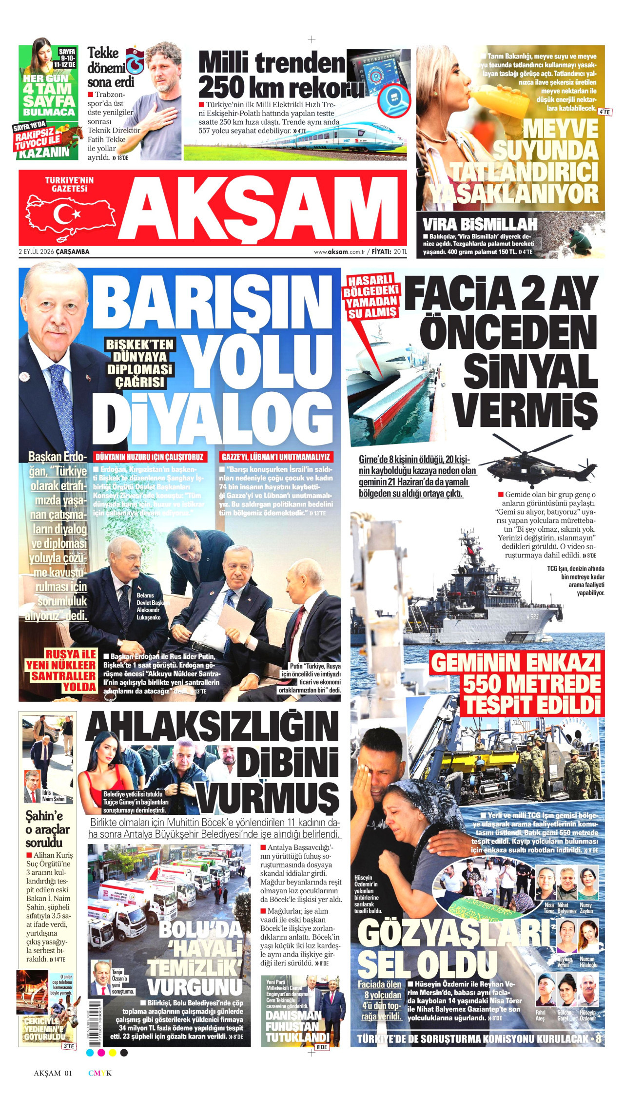 Akşam Gazetesi gazetesi manşeti