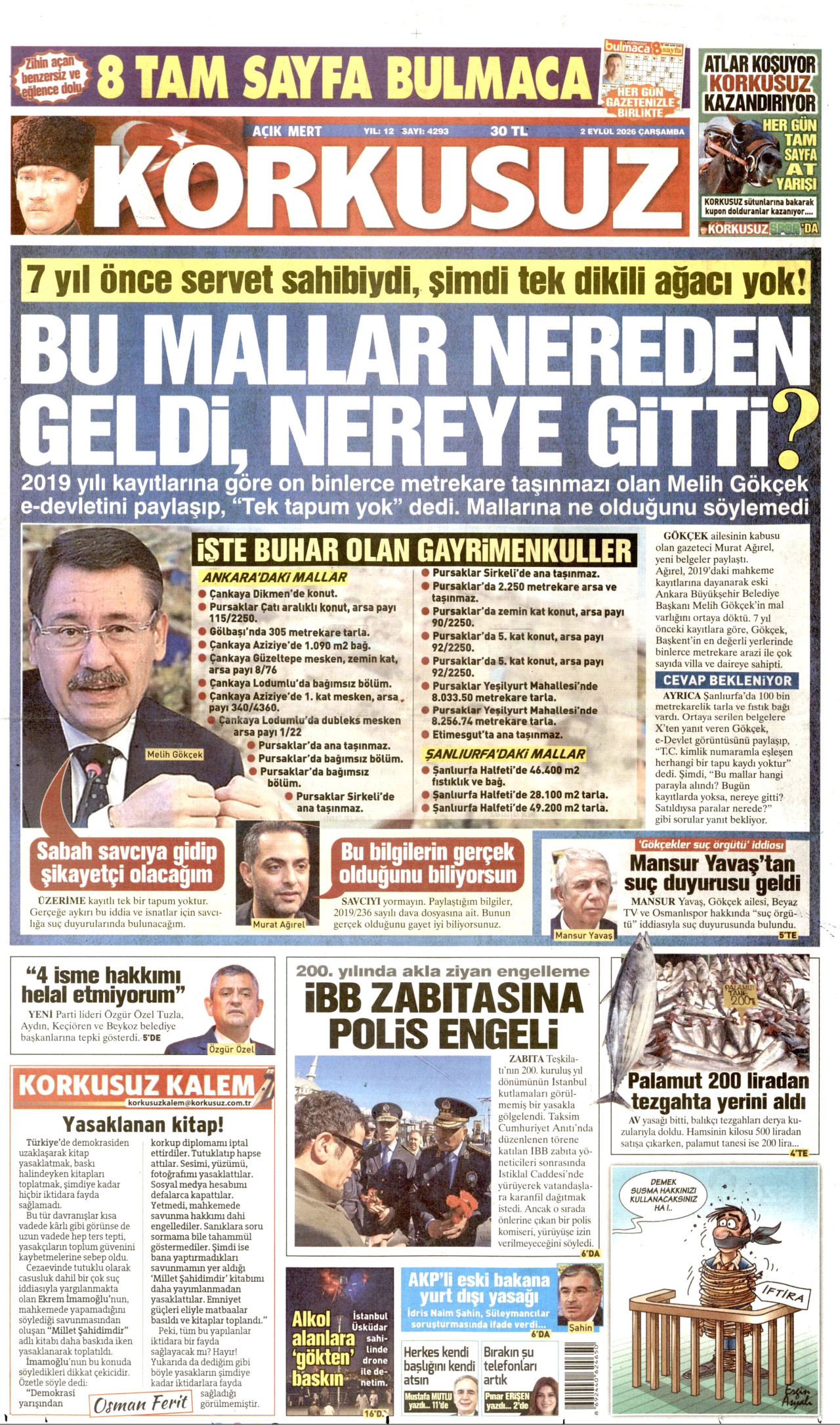 Korkusuz Gazetesi gazetesi manşeti