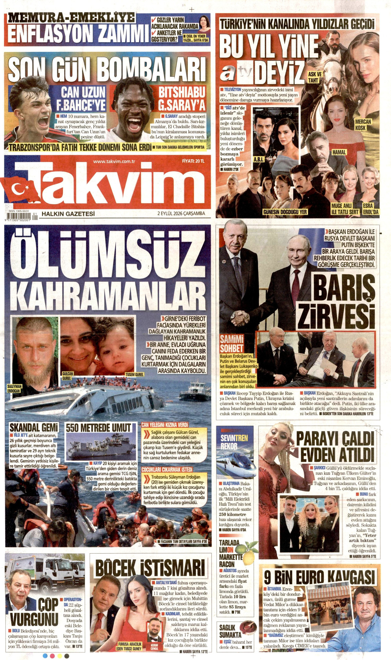 Takvim Gazetesi gazetesi manşeti