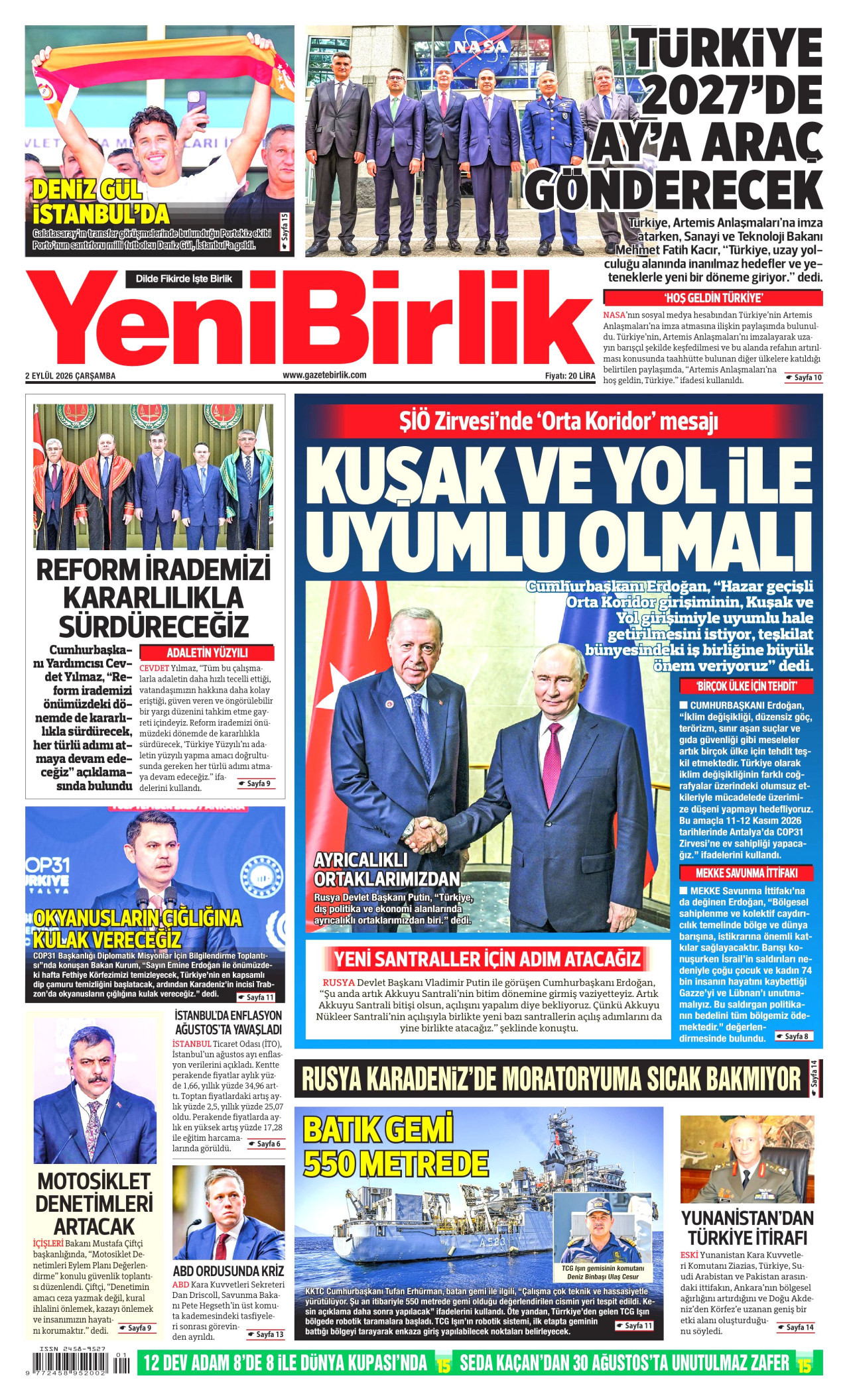 YeniBirlik Gazetesi gazetesi manşeti